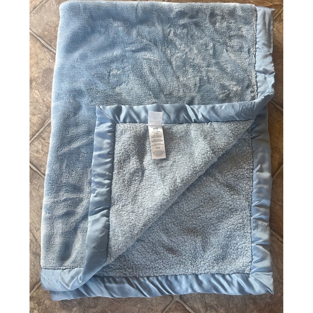 Carters Blue Plush Fleece Baby Blanket Satin Trim Tiny But Mighty 91716510 30x40